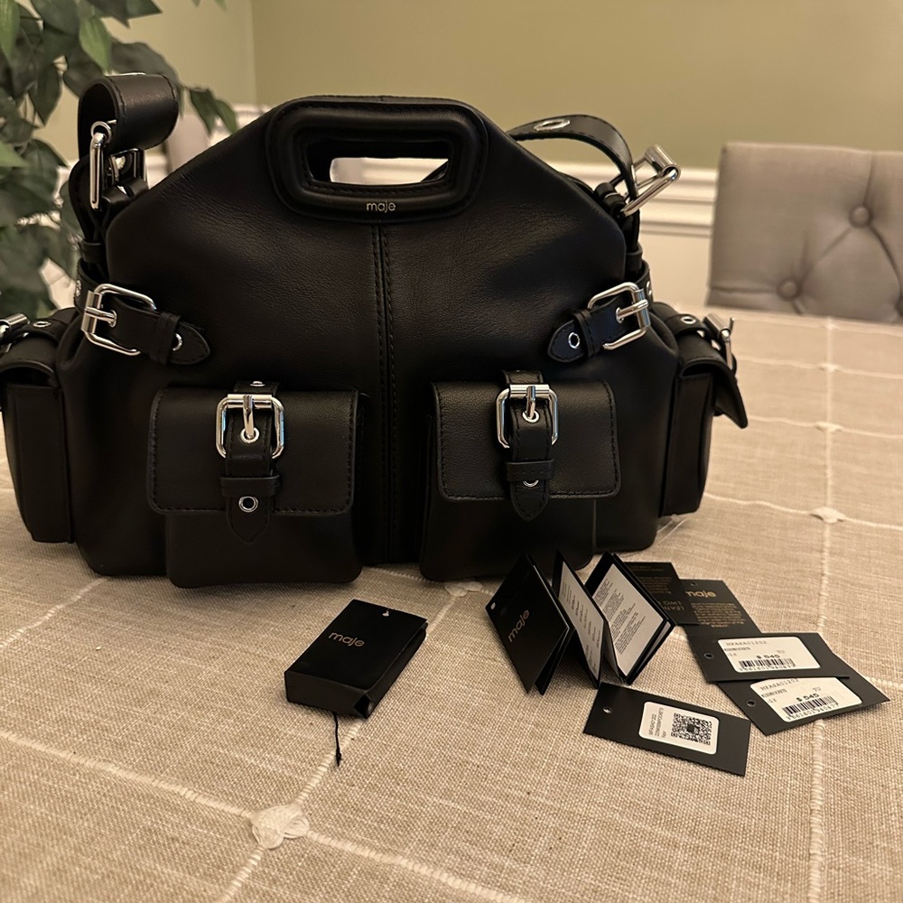 Maje Miss M Cargo bag Black Leather w/tags